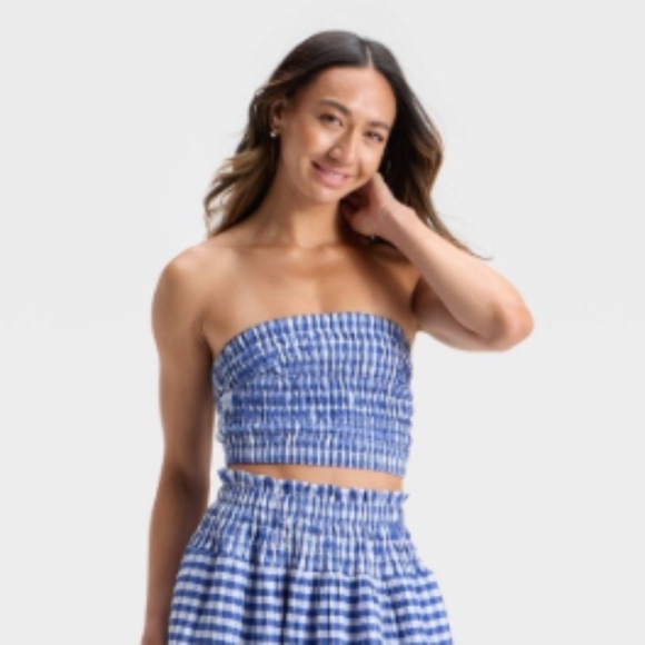 Universal Thread Tops - Universal Thread Women's XS Blue Gingham Smocked Tube Top